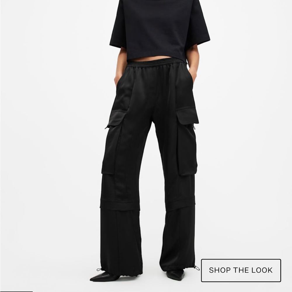 ALLSAINTS ALL SAINTS Barbara Adjustable Cuff Hem Cargo Trousers 0 Black